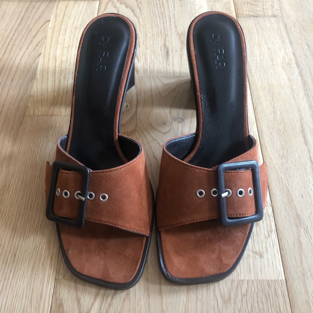 By Far Silvia Brown Suede Sandal